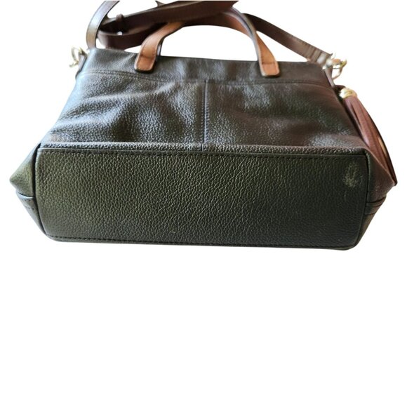 Brighton Kensington London Groove Medallion Crossbody Bag Black & Brown Leather - Picture 10 of 14